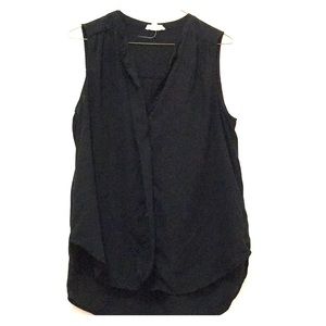 black sleeveless work blouse
